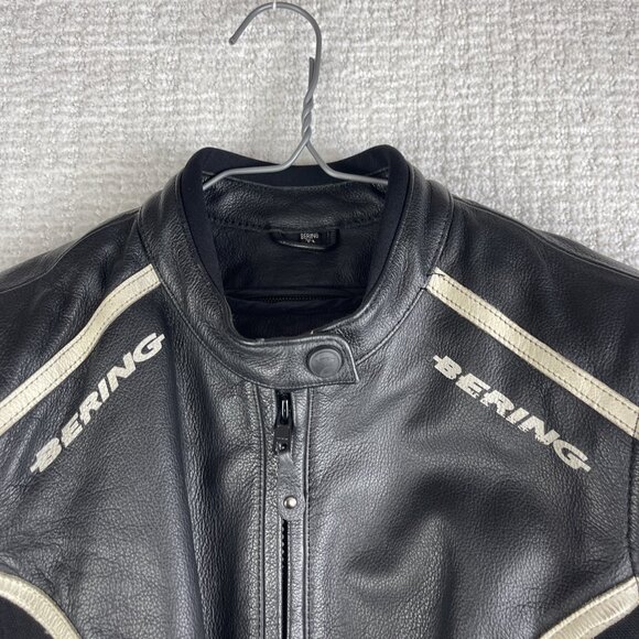 Y2K Bering Womens Size 1 Black Leather Motorcycle Jacket Protective Biker Gear - Picture 7 of 16